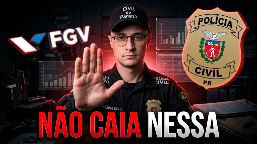 Candidato analisa texto grifado de prova de português em mesa de estudos organizada
