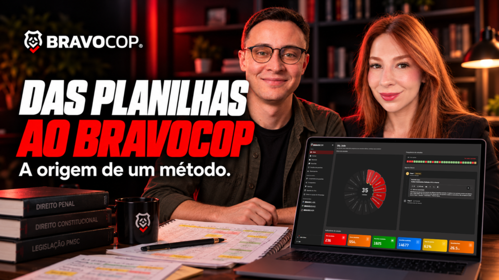 João Lisboa e Moniza Leal Ferrari com planilhas e notebook, na capa Das planilhas ao BravoCop.